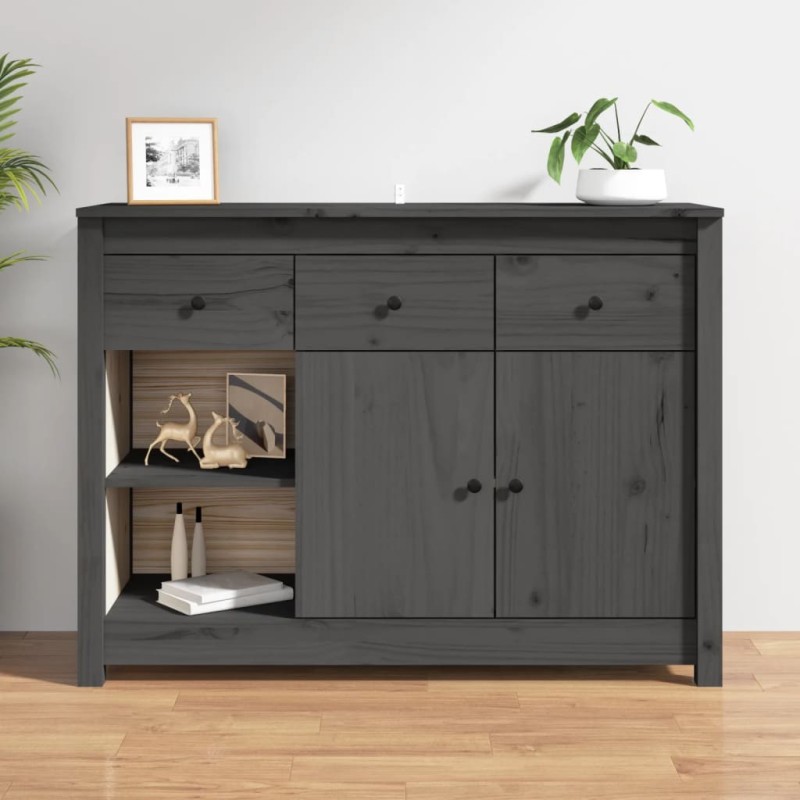 vidaXL Sideboard Grau 100x35x74 cm Massivholz Kiefer vidaXL Sideboard Grau 100x35x74 cm Massivholz Kiefer