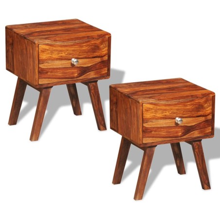 Nachttisch 2 Stk. mit 1 Schublade 55 cm Massivholz