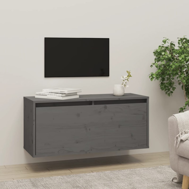 vidaXL Wandschrank Grau 80x30x35 cm Massivholz Kiefer vidaXL Wandschrank Grau 80x30x35 cm Massivholz Kiefer