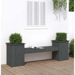 vidaXL Gartenbank mit Pflanzkübeln Grau 184,5x39,5x56,5 cm Kiefernholz