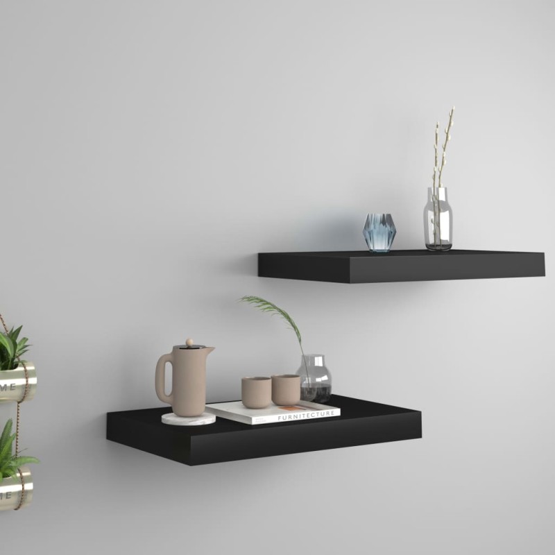 vidaXL Schwebende Wandregale 2 Stk. Schwarz 40x23x3,8cm MDF vidaXL Schwebende Wandregale 2 Stk. Schwarz 40x23x3,8cm MDF