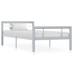 vidaXL Bettgestell Grau und Weiß Metall 90×200 cm