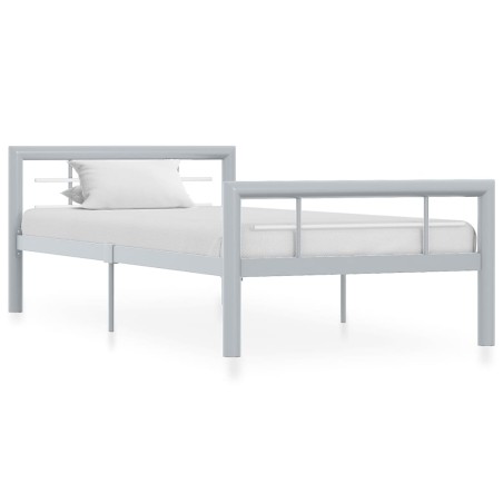 vidaXL Bettgestell Grau und Weiß Metall 90×200 cm