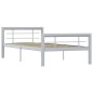 vidaXL Bettgestell Grau und Weiß Metall 90×200 cm vidaXL Bettgestell Grau und Weiß Metall 90×200 cm