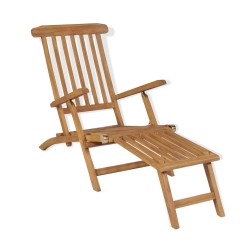 vidaXL Liegestuhl mit Fußablage Massivholz Teak