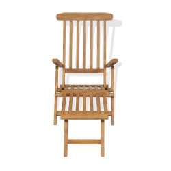 vidaXL Liegestuhl mit Fußablage Massivholz Teak