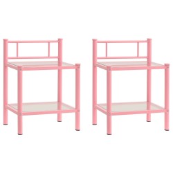 vidaXL Nachttische 2 Stk. Rosa Transparent Metall und Glas