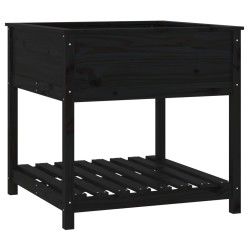 vidaXL Pflanzkübel mit Ablage Schwarz 82,5x82,5x81cm Massivholz Kiefer