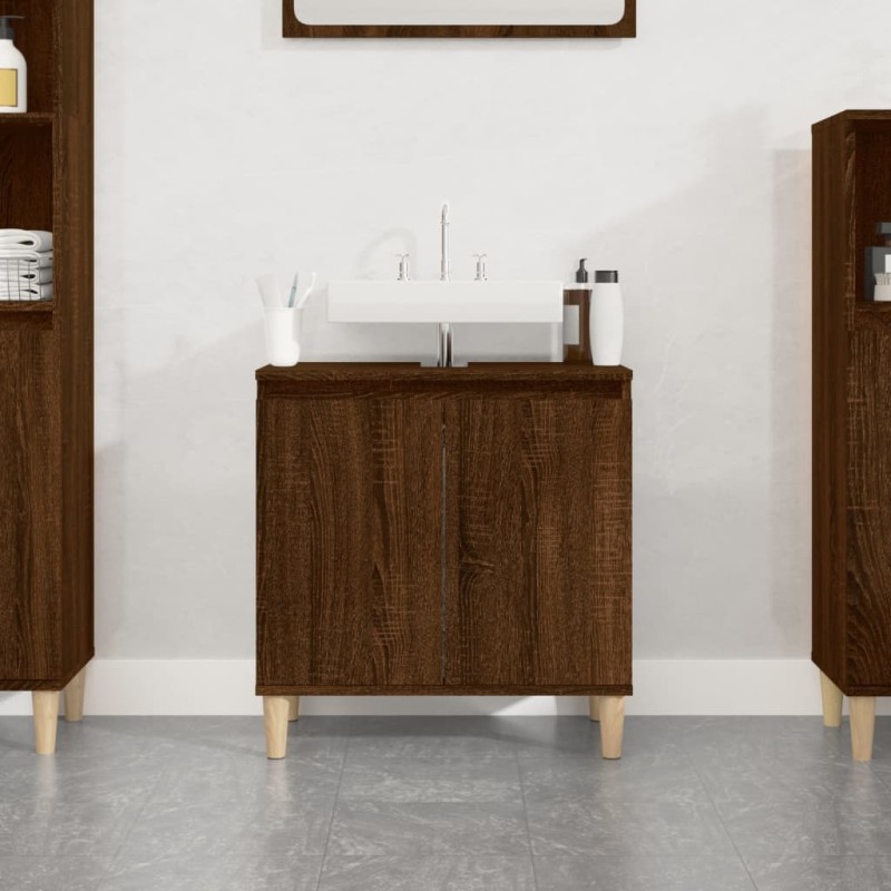 vidaXL Waschbeckenunterschrank Braun Eichen-Optik 58x33x60 cm vidaXL Waschbeckenunterschrank Braun Eichen-Optik 58x33x60 cm