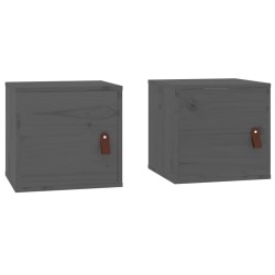 vidaXL Wandschränke 2 Stk. Grau 31,5x30x30 cm Massivholz Kiefer