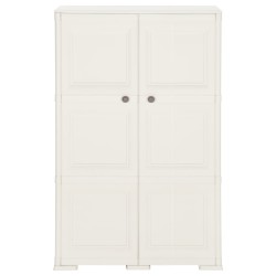 vidaXL Kunststoffschrank 79x43x125 cm Holzdesign Angora-Weiß