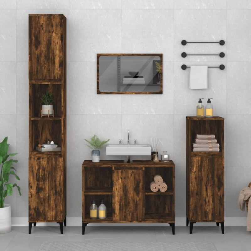 vidaXL Waschbeckenunterschrank Räuchereiche 80x33x60 cm Holzwerkstoff vidaXL Waschbeckenunterschrank Räuchereiche 80x33x60 cm Holzwerkstoff