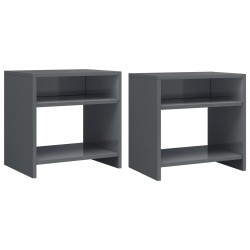vidaXL Nachttische 2 Stk. Hochglanz-Grau 40x30x40 cm Holzwerkstoff