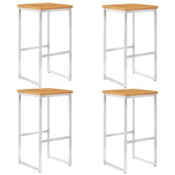 vidaXL Barhocker 4 Stk. Massivholz Akazie und Edelstahl
