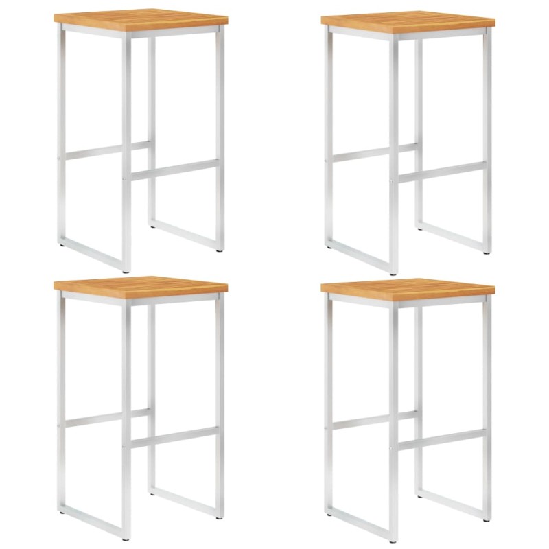 vidaXL Barhocker 4 Stk. Massivholz Akazie und Edelstahl vidaXL Barhocker 4 Stk. Massivholz Akazie und Edelstahl