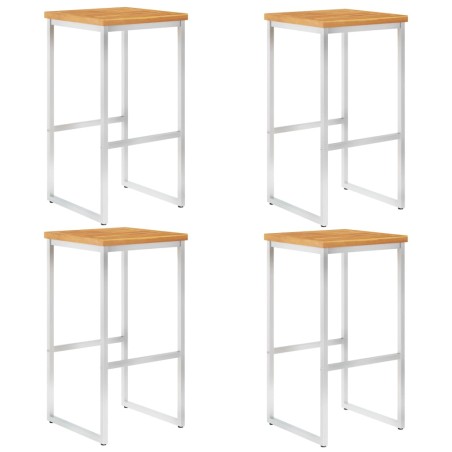 vidaXL Barhocker 4 Stk. Massivholz Akazie und Edelstahl