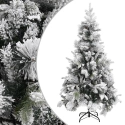 vidaXL Weihnachtsbaum mit Zapfen Beschneit 225 cm PVC & PE 
