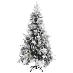 vidaXL Weihnachtsbaum mit Zapfen Beschneit 225 cm PVC & PE 