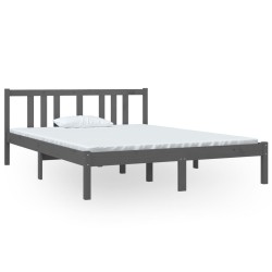vidaXL Massivholzbett Grau 140x190 cm