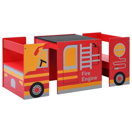 vidaXL 3-tlg. Kinder-Sitzgruppe Feuerwehrauto-Design Holz