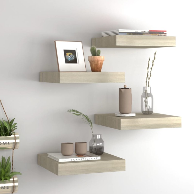 vidaXL Schwebende Wandregale 4 Stk. Eichefarben 23x23,5x3,8cm MDF vidaXL Schwebende Wandregale 4 Stk. Eichefarben 23x23,5x3,8cm MDF