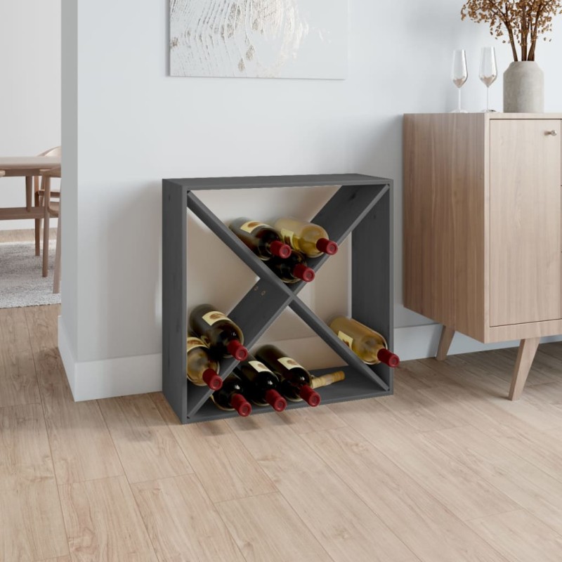 vidaXL Weinregal Grau 62x25x62 cm Massivholz Kiefer vidaXL Weinregal Grau 62x25x62 cm Massivholz Kiefer
