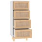 vidaXL Sideboard Weiß 40x30x90 cm Massivholz Kiefer und Natur-Rattan vidaXL Sideboard Weiß 40x30x90 cm Massivholz Kiefer und Natur-Rattan