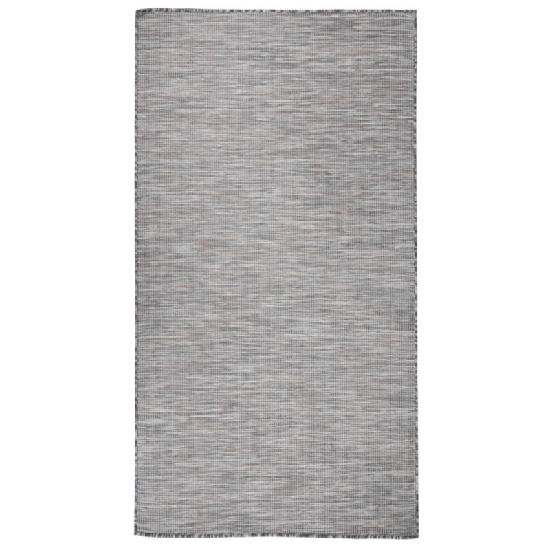 vidaXL Outdoor-Teppich Flachgewebe 80x150 cm Braun und Blau vidaXL Outdoor-Teppich Flachgewebe 80x150 cm Braun und Blau