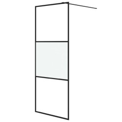 vidaXL Duschwand für Begehbare Dusche Schwarz 80x195 cm Halbmatt ESG