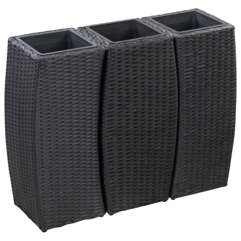 vidaXL Garten-Hochbeete 3-tlg. Poly Rattan Schwarz vidaXL Garten-Hochbeete 3-tlg. Poly Rattan Schwarz