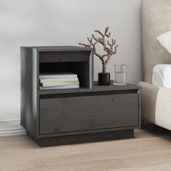vidaXL Nachttisch Grau 60x34x51 cm Massivholz Kiefer