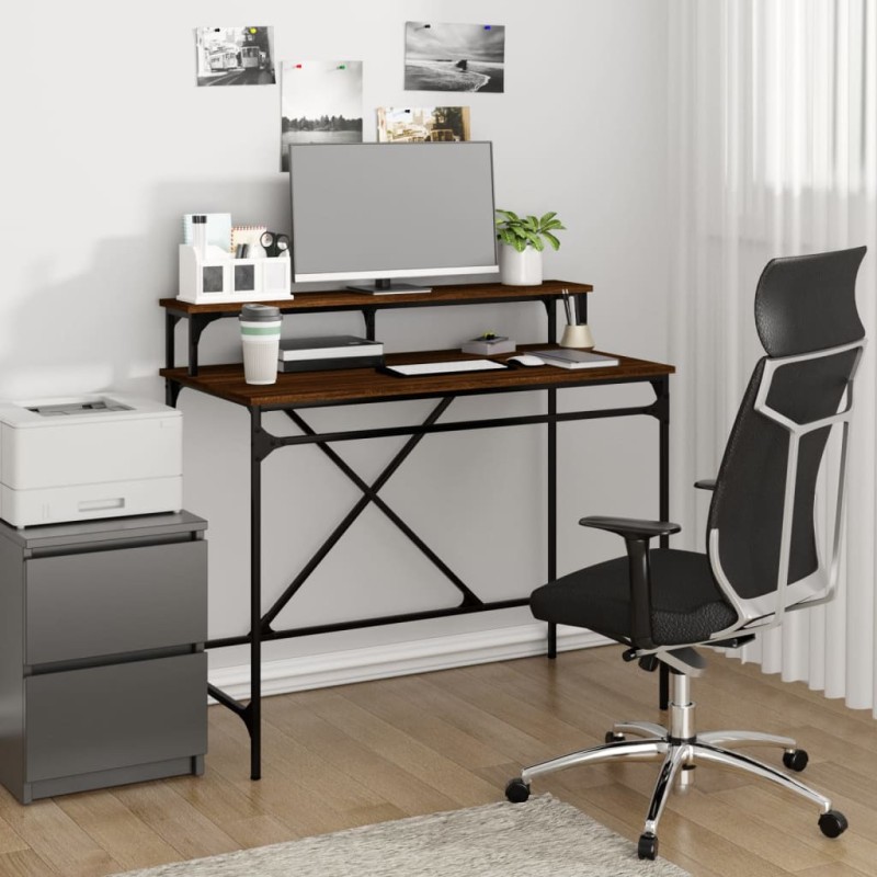 vidaXL Schreibtisch Braun Eichen-Optik 100x50x90cm Holzwerkstoff Eisen vidaXL Schreibtisch Braun Eichen-Optik 100x50x90cm Holzwerkstoff Eisen