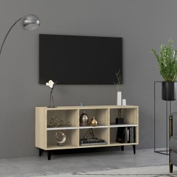vidaXL TV-Schrank mit Metallbeinen Weiß Sonoma-Eiche 103,5x30x50 cm