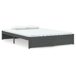 vidaXL Massivholzbett Grau 140x200 cm