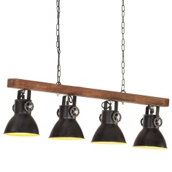 vidaXL Deckenlampe Industriestil Schwarz E27 Mangoholz