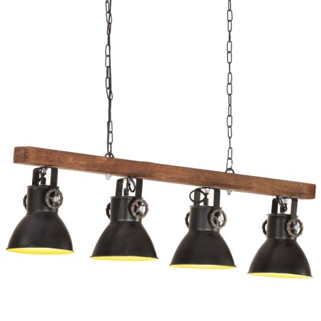 vidaXL Deckenlampe Industriestil Schwarz E27 Mangoholz