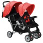 vidaXL Tandem-Kinderwagen Stahl Rot und Schwarz vidaXL Tandem-Kinderwagen Stahl Rot und Schwarz