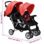 vidaXL Tandem-Kinderwagen Stahl Rot und Schwarz vidaXL Tandem-Kinderwagen Stahl Rot und Schwarz
