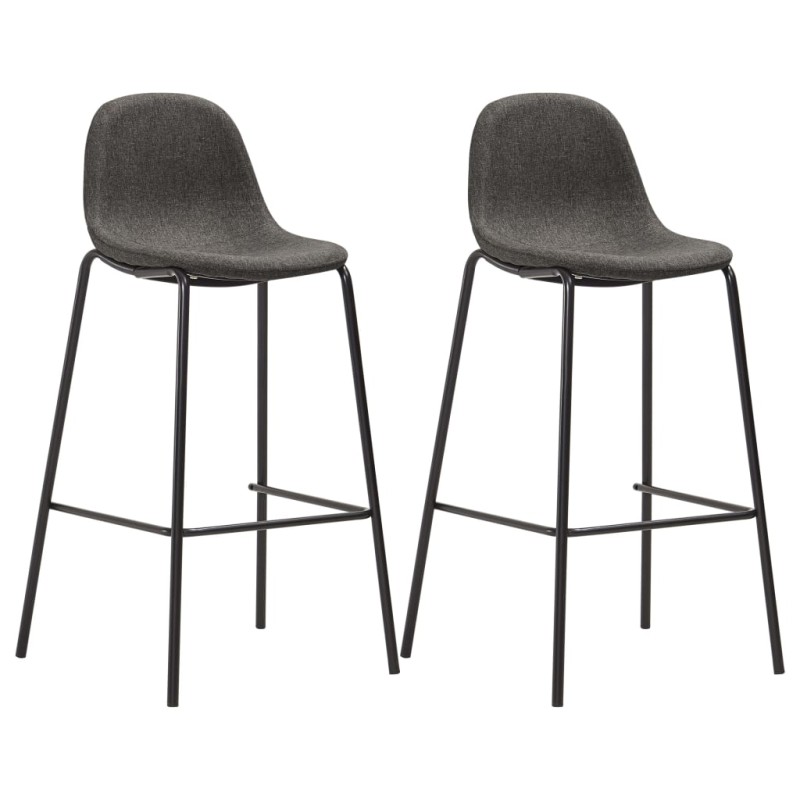Barhocker 2 Stk. Dunkelgrau Stoff Barhocker 2 Stk. Dunkelgrau Stoff