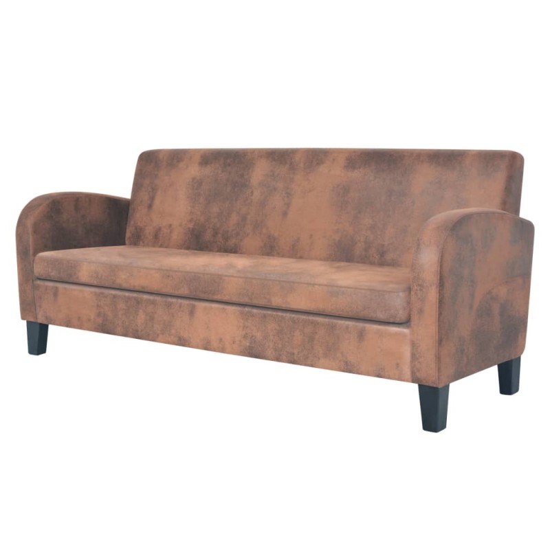 vidaXL 3-Sitzer Sofa Kunstleder Wildleder-Optik Braun vidaXL 3-Sitzer Sofa Kunstleder Wildleder-Optik Braun
