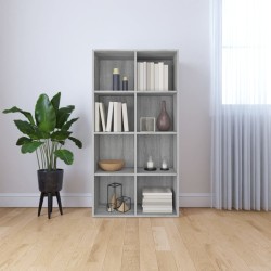 vidaXL Bücherregal/Sideboard Grau Sonoma 66×30×130 cm Holzwerkstoff