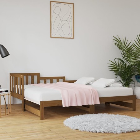 vidaXL Tagesbett Ausziehbar Honigbraun 2x(90x200) cm Massivholz Kiefer