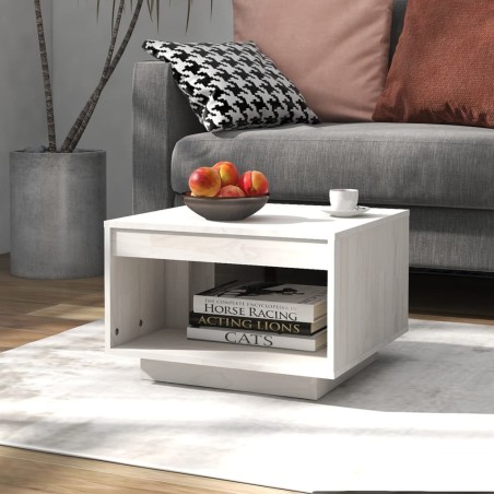vidaXL Couchtisch Weiß 50x50x33,5 cm Kiefer Massivholz