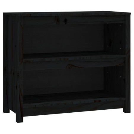 vidaXL Bücherregal Schwarz 80x35x68 cm Massivholz Kiefer