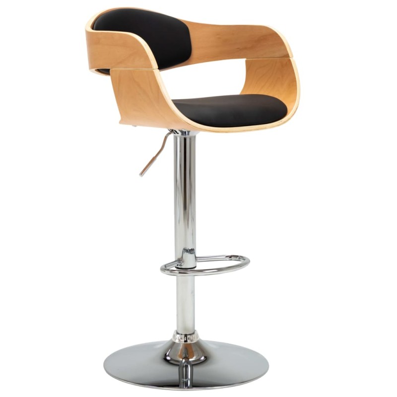 Barhocker Schwarz Bugholz und Kunstleder Barhocker Schwarz Bugholz und Kunstleder