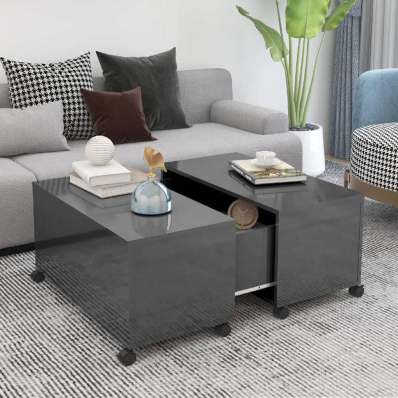 vidaXL Couchtisch Hochglanz-Grau 75x75x38 cm Holzwerkstoff vidaXL Couchtisch Hochglanz-Grau 75x75x38 cm Holzwerkstoff