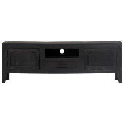vidaXL TV-Schrank Schwarz 118 x 30 x 40 cm Massivholz Mango 