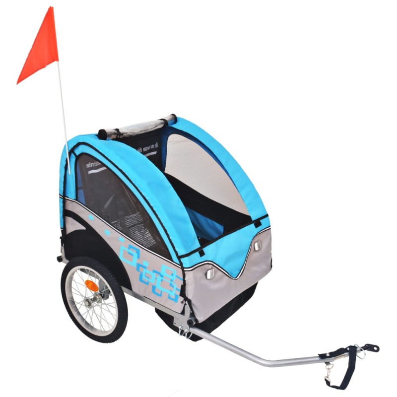 vidaXL Fahrradanhänger Grau und Blau 30 kg vidaXL Fahrradanhänger Grau und Blau 30 kg
