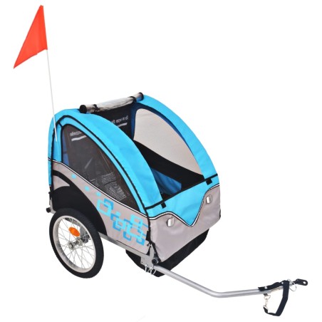 vidaXL Fahrradanhänger Grau und Blau 30 kg