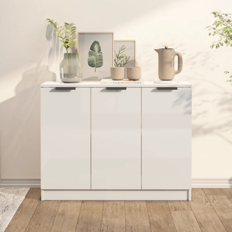 vidaXL Sideboard Hochglanz-Weiß 90,5x30x70 cm Holzwerkstoff vidaXL Sideboard Hochglanz-Weiß 90,5x30x70 cm Holzwerkstoff